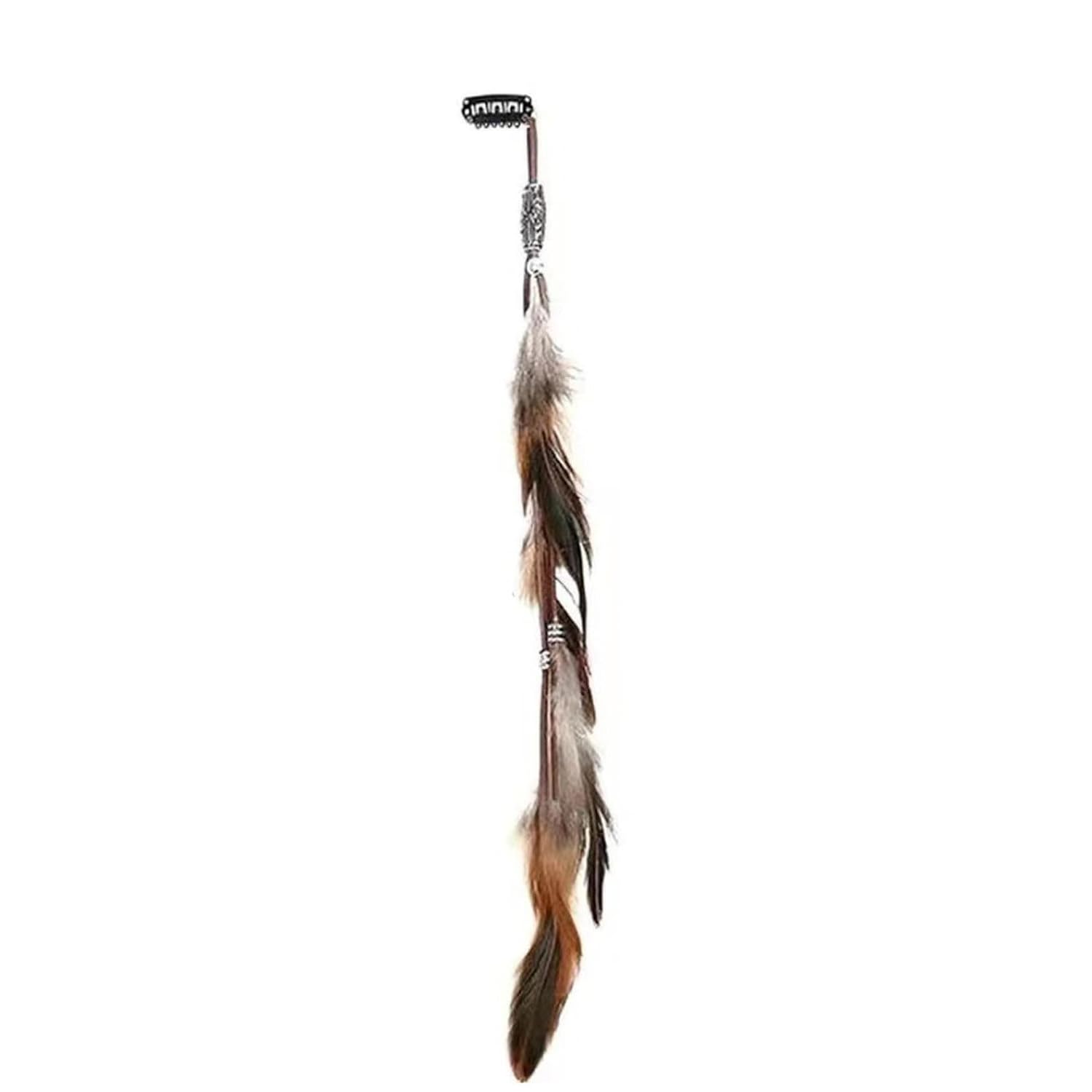 Feathers Hair Extensions for Women Boho Clip-in Hair Feather Tassel Hairpin for Carnival Halloween Party Yellow One Size