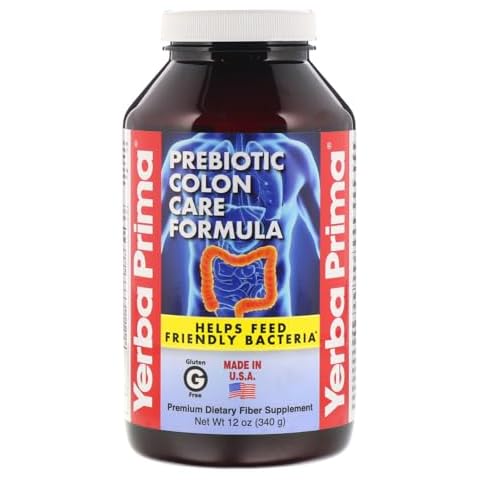 Yerba Prima Prebiotic Colon Care Formula Powder, 12 Ounce - Premium Dietary Fiber Supplement, Gluten Free, Made in USA, Non-GMO Cover