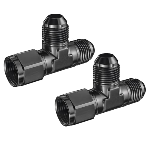 Conector en T macho 8AN de aluminio negro mecanizado para alta competición 2