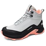R CORD Waterproof Hiking Boots for Women Lightweight Durable Hiking Boots Anti-Slip Outdoor Walking Camping Travel Shoes Grey Size 6.5