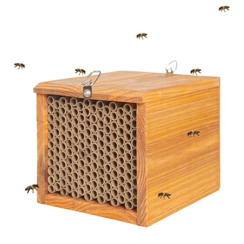 Mason Bee House - Wax Coated Hotel for The Garden, Natural Handma...