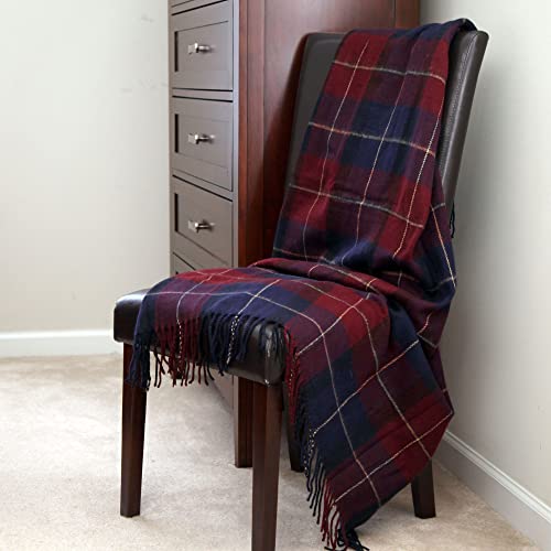 Lavish Home Blue/Red Cashmere-Like Blanket Throw Plaid, 50" X 60" #TOP1