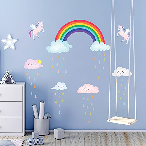 DECOWALL-DA-2008-Rainbow-and-Unicorn-Wall-Stickers-Wall-Decals-Peel-and-Stick-Removable-Wall-Stickers-for-Kids-Nursery-Bedroom-Living-Room-dcor-Birthday-Girl-Decorations
