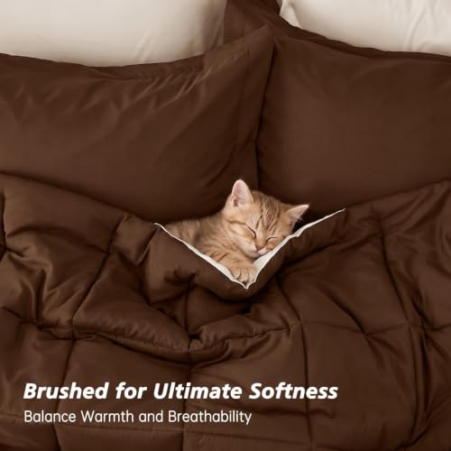 MUXHOMO Queen Comforter Set with Sheets Brown - 7 Pieces Bed in a Bag by MUXHOMO - Used condition - Image 3