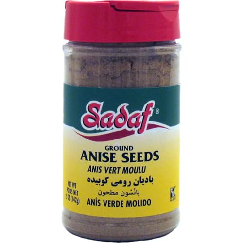 Sadaf Anise Seeds Ground - Anise Powder for Cooking and Food Flavoring - Mediterranean Cuisine - 5 Oz Bottle with Shaker Top