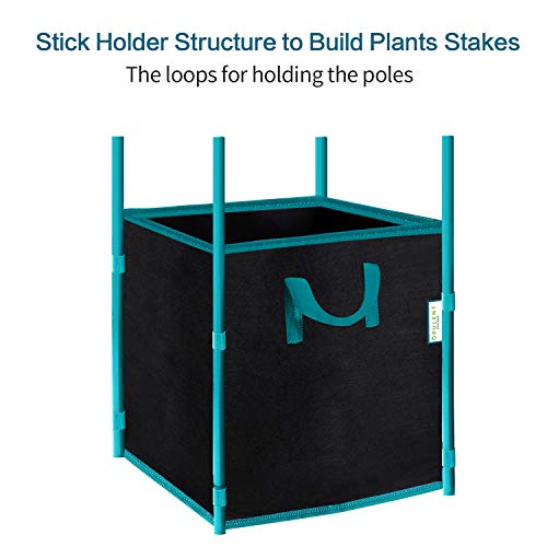 Opulent Systems 6-Pack Heavy Duty Aeration Fabric Square Grow Bags Thickened Nonwoven Fabric Containers For Potato/Plant Pots With Handles (Black) (7 Gallon) #TOP3
