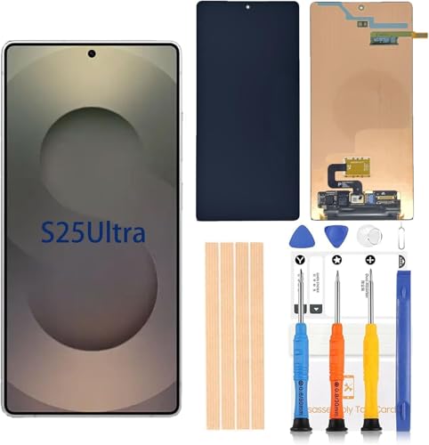 Original 6.9 inch Amoled LCD Digitizer for Samsung Galaxy S25 Ultra Screen Replacement SM-S938U A B V LCD 3D Touch Display, Full HD Digitizer Frame Screen with Protective Film (for Samsung s25Ultra)