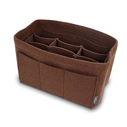Pelikus® Felt Purse and Tote Organizer Insert/Sturdy Handbag Shaper (Medium with Center Divider, Chocolate)