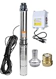 Deep Well Submersible Pump with Control Box, 1HP 110V Deep Well Pump Submersible Water Pump for Industrial Irrigation and Home, 100FT Power Cord, 33GPM,305FT Lift,Long Life,4' OD