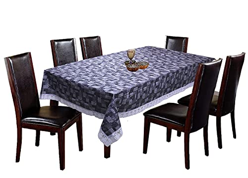 Image of Kuber Industries 3D Checkered Print Dining Table Cover 6 Seater|Exclusive Table Cloth|Table Sheet for Dining, Party, Events|Waterproof Table Protector|Indoor and Outdoor Use 90x60 (Grey)