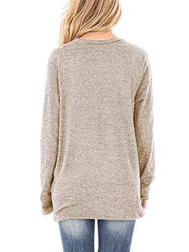 SAMPEEL – Camiseta feminina casual, estilo túnica, com nó torcido, 001-khaki, L