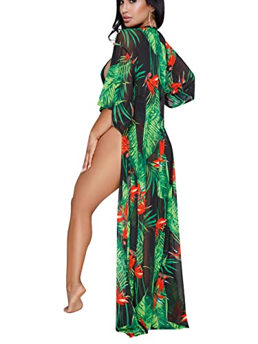 Feiyoung Women Sexy Three Pieces Tops Bottoms And Floral Cover-Ups Or Two Pieces Hater Neck Summer Beach Swimsuits #TOP2