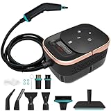 2500W Handheld Steam Cleaner, 6-Speed Portable Steamer with Large Tank & 10 Accessories, 10s Heat-Up steamer cleaning for Kitchen, Bathroom, Car Detailing, Tile & Grout Cleaning (Black)
