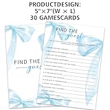 mermermu Find The Guest Game Cards for Baby Shower Games Activity, 30 Blue Bow Baby Shower Game Cards, Gender Reveal Party Games Supplies & Activities -B11