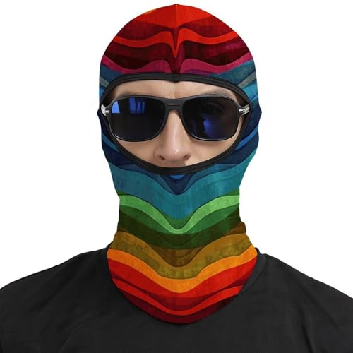 Balaclava para Moto de Hombre y Mujer con Estampado Arcoíris, Máscara Completa para Casco y Calentador de Cuello miniatura 3