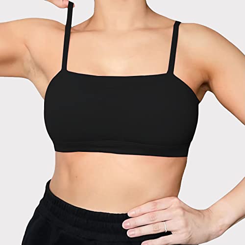 Aoxjox Women's Workout Bandeau Sports Bras Taining Fitness Running Yoga Crop Tank Top (Black, Medium) #TOP1