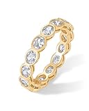 PAVOI 14K Yellow Gold Plated Oval Eternity Band for Women - Oval Cubic Zirconia Rings for Women - Stackable Wedding Band for Brides - Promise Eternity Ring Jewelry Gifts - Size 5