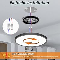 slochi Deckenlampe LED Deckenleuchte Flach, Ø30CM 3Farben 24W Schwarz – Ansicht 6