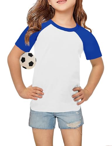 Topstype Girls' Soft Raglan Short Sleeve Summer T Shirts Crew Neck 5-14 Years