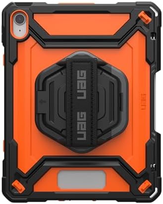 URBAN ARMOR GEAR UAG Designed for iPad 11 A16 11th Gen 2025, 10.9 10th Gen 2022 Case w/Built-in Screen Protector A3354 A3355 Rugged Protective Cover w/Kickstand & Hand Strap, Plasma Orange/Black