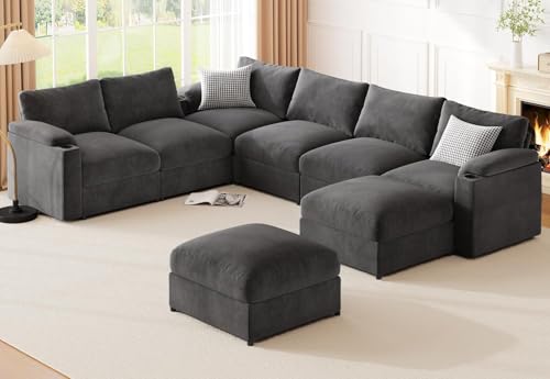 HOMYHOMEY Modular Sectional Sofa Couch for Living Room Velvet Couches