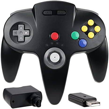 iNNEXT Wireless N64 Controller Made for Switch 1 & 2, N64 Console, (Black)