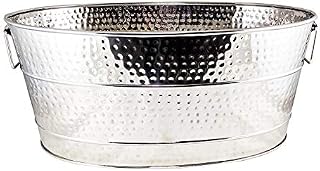 BREKX Aspen Hammered Stainless Steel Beverage Tub & Party Drink Chiller