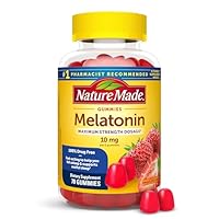 Nature Made Melatonin 10mg per serving Gummies for Adults, Maximum Strength Dosage Sleep Aid, 100% Drug Free, 70 Count Melatonin Gummies, 35 Day Supply