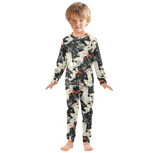 Pajama Sets Long Sleeve Birds with Orange Beaks Flying Soft Comfy Sleepwear 2 Piece PJS 3-8T2