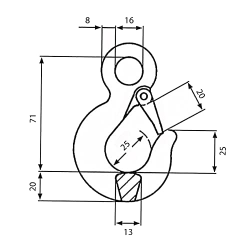 KeyMet Ösenlasthaken Haken mit Öse Lasthaken (500 KG) Sicherheitshaken Rot Lackiert