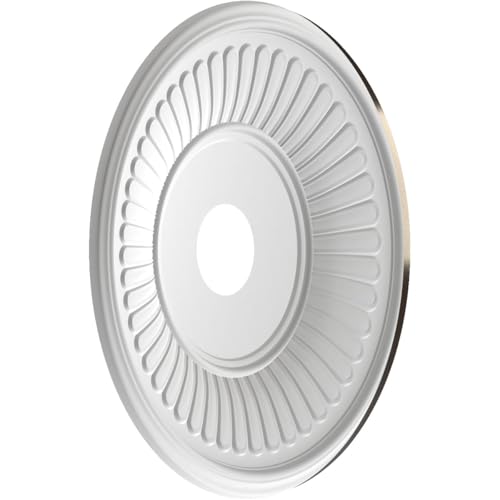 Image of Ekena Millwork CMP19BEERU Berkshire Thermoformed PVC Ceiling Medallion (Fits Canopies up to 8 3 /8 inch), 19 inchOD x 3 1 /2 inchID x 1 inchP, Universal Metallic Rustic Mist