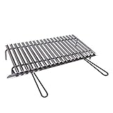 Parrilla de acero, rejilla inoxidable para barbacoa con recuperación de aceites (80 x 35 cm)