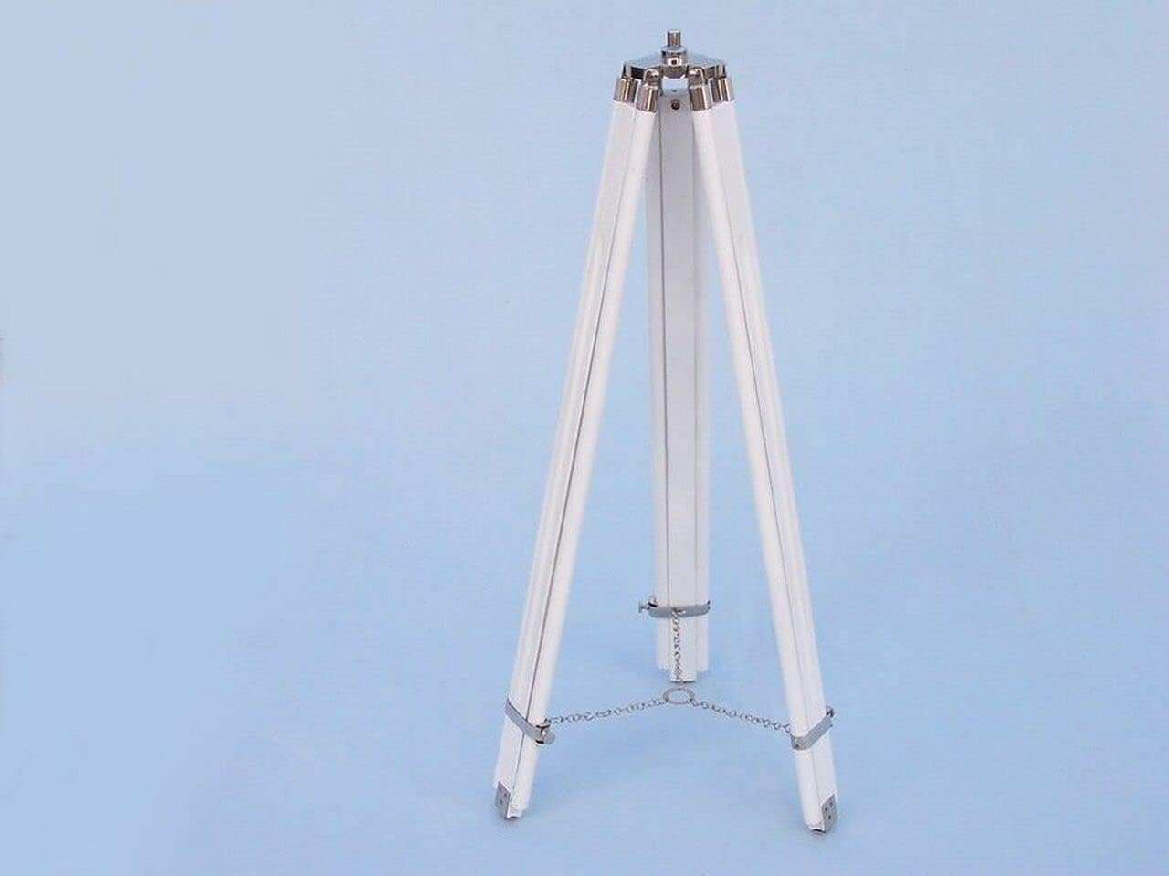 64 Inches Floor Standing Admiral's Chrome Griffith Astro Telescope - Nautical Home Decor with Fully Functional White Leather Accents.