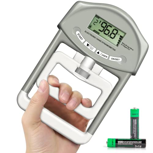 KDG Grip Strength Tester,Digital Dynamometer Hand Grip Measurement Meter,Forearm Trainer Power 198 Lbs/90 Kgs,Grip Strengthener Meter for Home School to Testing and Training