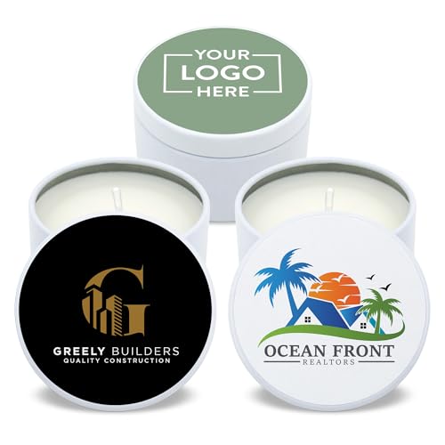 Best Day Ever Spot Custom Candles, Realtor Swag, Realtor Giveaways, Real Estate Agent Swag, Real Estate Agent Marketing, Custom Candles with Logo, Bulk Candles (Set of 10) (White Tin)