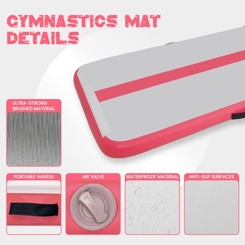 Tuxedo Sailor 10ft/13ft Inflatable Gymnastics Mat, 4-Inch Thick Air Tumbling Track with High-Speed Electric Pump, Storage Bag & Repair Kit for Home Gym, Cheerleading, Yoga, Kids Training (Blue & Pink) — view 4