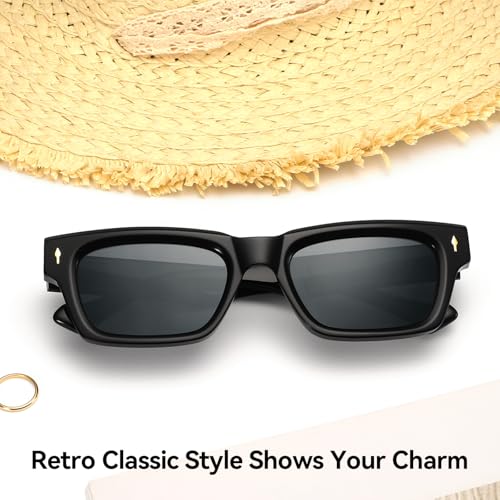 Dollger Thick Square Polarized Sunglasses for Men Women Fashion Classic Designer Sunglasses Black Shades UV Protection2