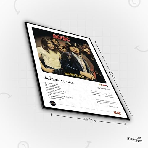 Image of Thepaper9store Pack of 8 AC /DC Album Posters (8.4 x 12 Inches) with Adhesive Tape | Rock Music Wall Decor | Posters for Bedroom, Office