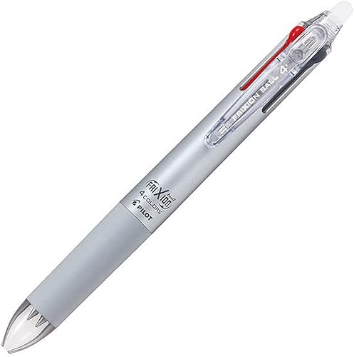 Bolígrafo Pilot Frixion Ball 4, 0.015in Ultra fino, 4 colores (negro, rojo, azul y verde), cuerpo de plata gradación (PLKFB80UF-GRS)