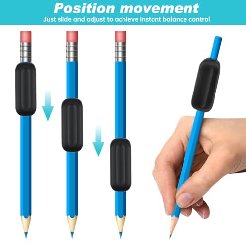 Weighted Pencil Grips, 5Pcs Silicone Pencil Grips with 2Pcs Pencils Holders for Kids, Elderly & Special Needs, Improves Penmanship for Autism,ADHD,Tremors & Fine Motor Skills — view 2