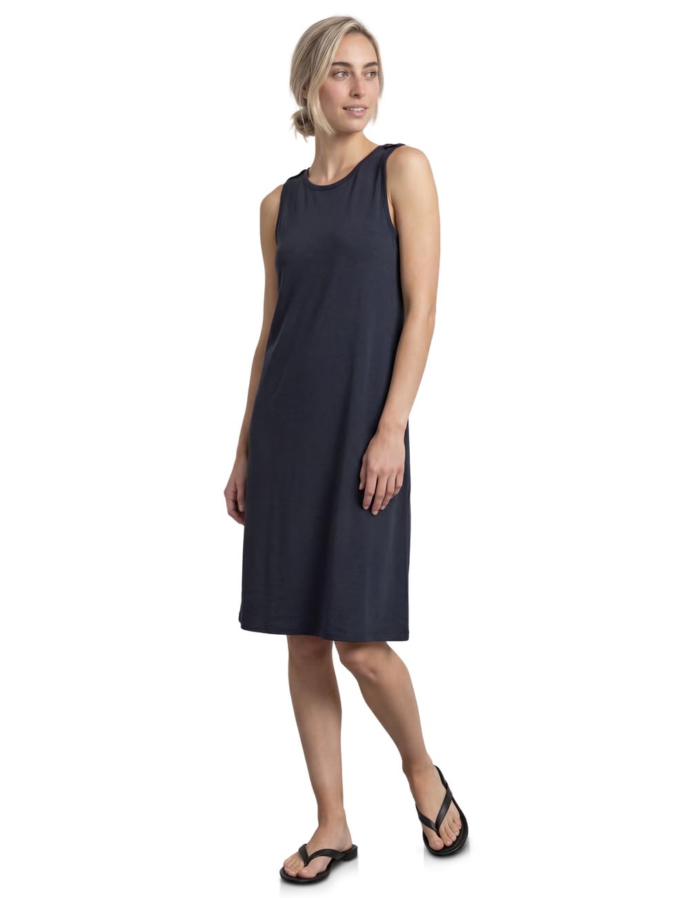 Street One Knee-Length Dress with Round Neck and Button Detail Darkest Blue 36