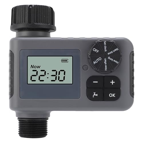 Jeffergarden Temporizador de Aspersor, Control Automático Inteligente Programable para Manguera de Jardín con Pantalla LED, Modo de Riego Manual, IP55 Impermeable, Rosca Universal de 3/4