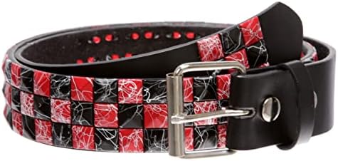 Snap On 1 1/2"-38mm Checkerboard Punk Rock Studded Belt