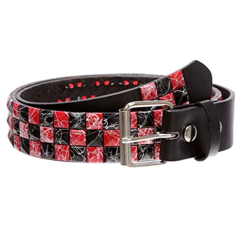 Ceinture cloutée damier punk rock 38 mm pour sublimer un jean noir