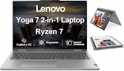 ME2 Customized Laptop, Created Using Lenovo Yoga 7 Copilot+ 2-in-1 Laptop 16.0" Touchscreen IPS Display (AMD Ryzen 7 8840HS, 16GB RAM, 512GB,1TB, 2TB SSD, Backlit KB, Fingerprint, WiFi 6E, Win 11 Pro)