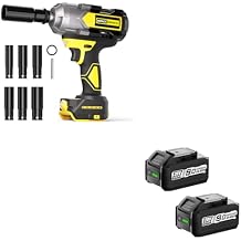 1200N.m Impact Wrench for DeWalt 20V Battery + 2 Packs 8.0Ah Lithium-ion Battery, Compatible with Dewalt 20V Max Cordless Power Tools & Chargers