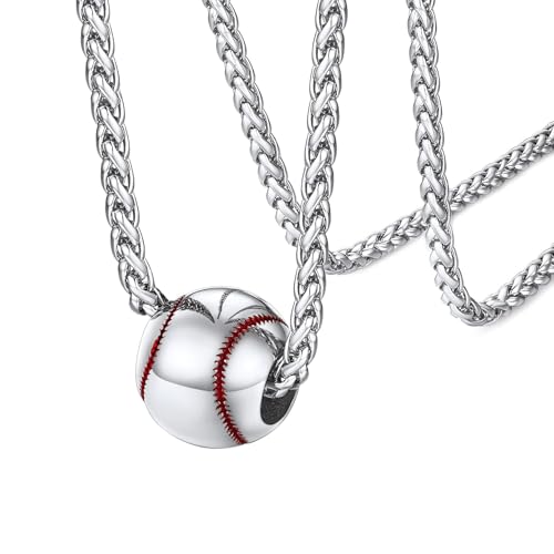 FaithHeart Sports Necklace for Men Women, Stainless Steel Gold Plated 3D Football/Soccer/Basketball/Volleyball Pendant Jewelry with Delicate Gift Pack