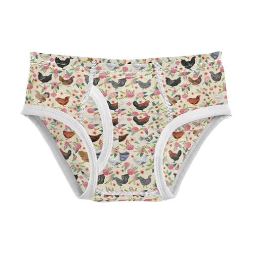 Boys' Exclusive Briefs Toddler Underwear 95% Combed Cotton Boxerbriefs 2T Floral Chicken Farm Animal Pattern 87