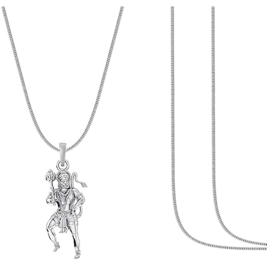 Hanuman Sterling Silver Pendant 12 Inches