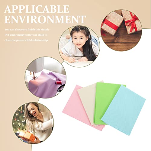 image for VICASKY 4Pcs Linen Needlework Fabric, Assorted Colors Linen Embroidery